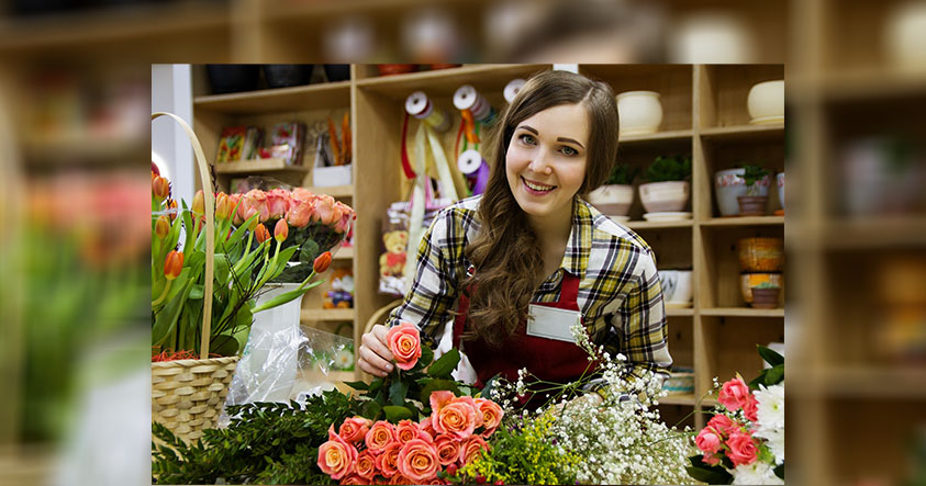 Girl in flower shop