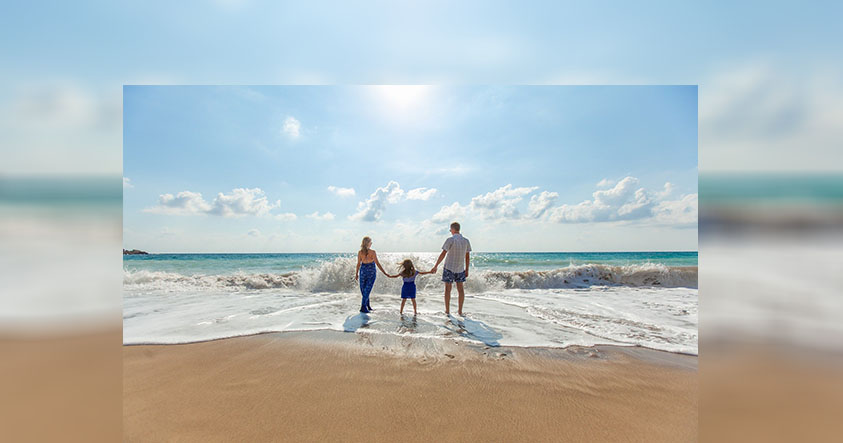 family on beach